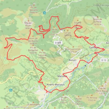 Itinéraire Arrens Marsous Val Azun, distance, dénivelé, altitude, carte, profil, trace GPS