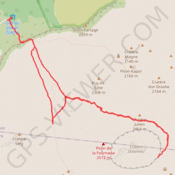 Itinéraire Réunion - J14, distance, dénivelé, altitude, carte, profil, trace GPS