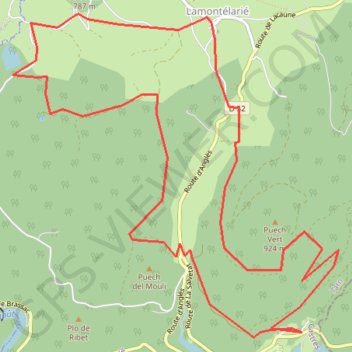 Itinéraire Lamontélarié, distance, dénivelé, altitude, carte, profil, trace GPS