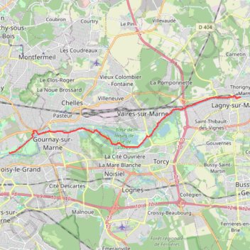 Itinéraire Parc Noisy - Lagny, distance, dénivelé, altitude, carte, profil, trace GPS