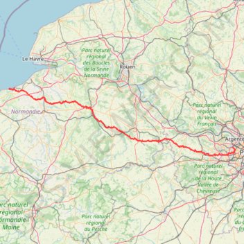 Itinéraire Nanterre - Cabourg, distance, dénivelé, altitude, carte, profil, trace GPS