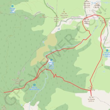 Itinéraire Pic de la Pelada et Madres depuis le col de Sansa, distance, dénivelé, altitude, carte, profil, trace GPS