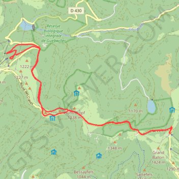 Itinéraire Du grand ballon au Markstein, distance, dénivelé, altitude, carte, profil, trace GPS