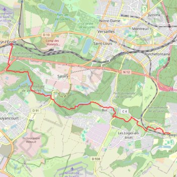 Itinéraire De Jouy en Josas à Saint Cyr, distance, dénivelé, altitude, carte, profil, trace GPS