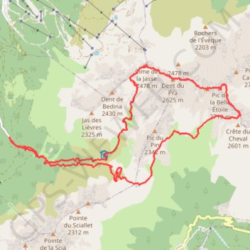 Itinéraire Belledonne - Crêtes de la cime de la Jasse à La Belle Etoile, distance, dénivelé, altitude, carte, profil, trace GPS