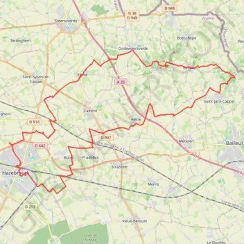 Itinéraire De Hazebrouck au Mont des Cats, distance, dénivelé, altitude, carte, profil, trace GPS