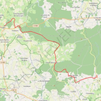 Itinéraire Camping d'Ecouves - Camping de Carrouges_ATTELAGE, distance, dénivelé, altitude, carte, profil, trace GPS