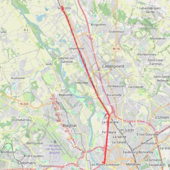 Itinéraire Le long du canal Latéral Toulouse, distance, dénivelé, altitude, carte, profil, trace GPS