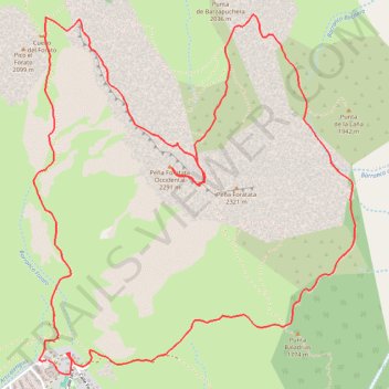 Itinéraire Peña Foratata occidentale en circuit depuis Formigal, distance, dénivelé, altitude, carte, profil, trace GPS