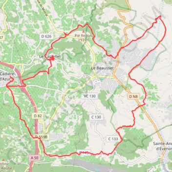 Itinéraire Le Castellet Beausset Plan, distance, dénivelé, altitude, carte, profil, trace GPS