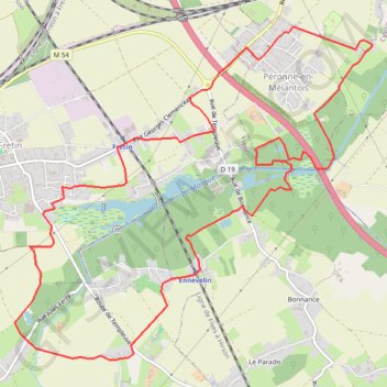 Itinéraire Péronne en Mélantois et ses marais, distance, dénivelé, altitude, carte, profil, trace GPS