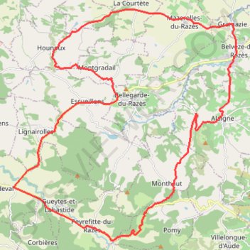 Itinéraire Belvèzes du Razès, distance, dénivelé, altitude, carte, profil, trace GPS