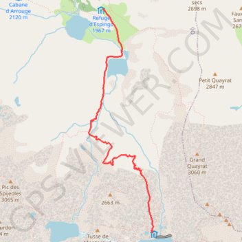 Itinéraire Du Lac d'Espingo au Lac du Portillon, distance, dénivelé, altitude, carte, profil, trace GPS
