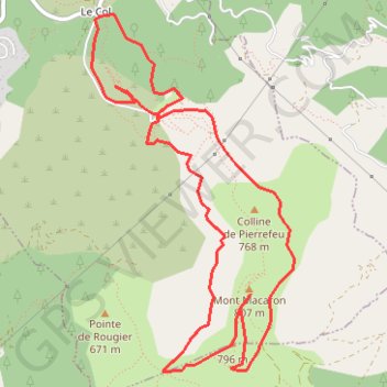 Itinéraire MONT MACARON 06, distance, dénivelé, altitude, carte, profil, trace GPS