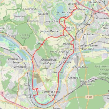 Itinéraire Boucle-Seine-Triel, distance, dénivelé, altitude, carte, profil, trace GPS