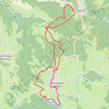 Itinéraire Randonnée Saint Genest Malifaux, distance, dénivelé, altitude, carte, profil, trace GPS