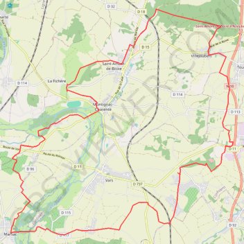 Itinéraire Villejoubert-st amant-montignac-marsac-4359582, distance, dénivelé, altitude, carte, profil, trace GPS