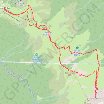 Itinéraire Grand Charnier d'Allevard, Face Nord (Belledonne), distance, dénivelé, altitude, carte, profil, trace GPS
