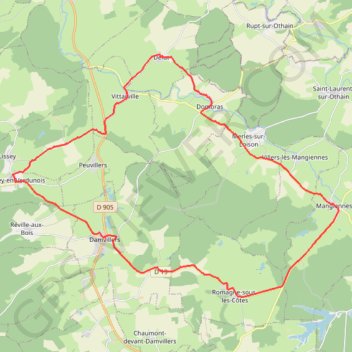 Itinéraire Balade panoramique - Damvillers, distance, dénivelé, altitude, carte, profil, trace GPS