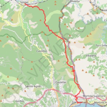 Itinéraire Sospel - Menton (GR 52), distance, dénivelé, altitude, carte, profil, trace GPS