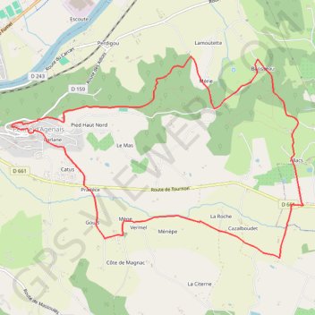 Itinéraire Penne-d'Agenais, vers le château de Noaillac - Pays de la vallée du Lot, distance, dénivelé, altitude, carte, profil, trace GPS