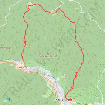 Itinéraire Kaysersberg, distance, dénivelé, altitude, carte, profil, trace GPS