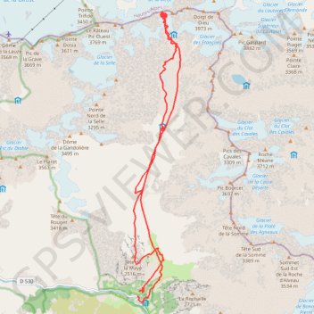 Itinéraire Brêche de la Meije, distance, dénivelé, altitude, carte, profil, trace GPS