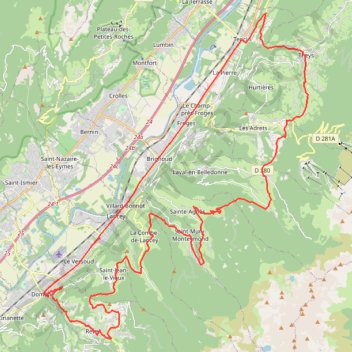Itinéraire Domène-Revel-Col des mouilles-Theys, distance, dénivelé, altitude, carte, profil, trace GPS