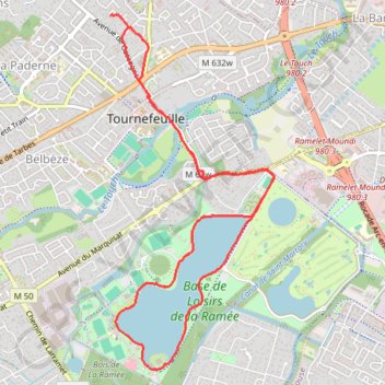 Itinéraire Un tour à tournefeuille, distance, dénivelé, altitude, carte, profil, trace GPS