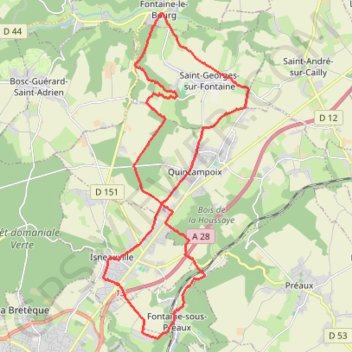 Itinéraire Rando Fontaine Sous Preaux, distance, dénivelé, altitude, carte, profil, trace GPS