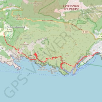 Itinéraire Calanque marseille cassis, distance, dénivelé, altitude, carte, profil, trace GPS