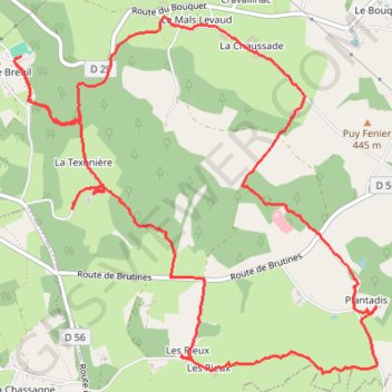 Itinéraire Randonnée du Breuil à Saint-Martin Terressus, distance, dénivelé, altitude, carte, profil, trace GPS