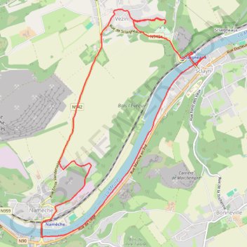 Itinéraire Nameche - Vezin, distance, dénivelé, altitude, carte, profil, trace GPS