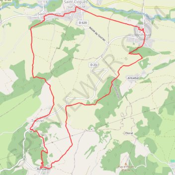Itinéraire Les Cinq villages par Saint-Cirq-sur-Couze, distance, dénivelé, altitude, carte, profil, trace GPS