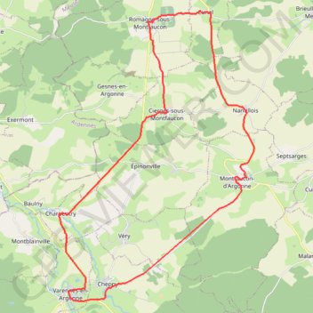 Itinéraire De Louis XVI à Pershing - Varennes-en-Argonne, distance, dénivelé, altitude, carte, profil, trace GPS