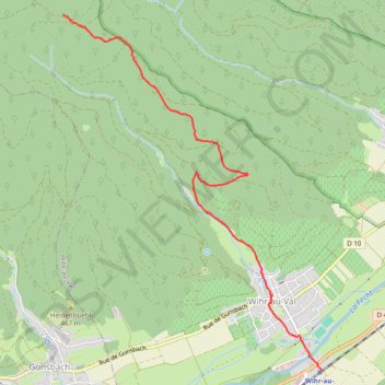 Itinéraire Colmar - Croix bleue, de Wihr-au-Val gare jusqu'à jonction croix jaune, distance, dénivelé, altitude, carte, profil, trace GPS