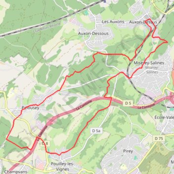 Itinéraire Canton d'Audeux - Pouilley-les-Vignes, distance, dénivelé, altitude, carte, profil, trace GPS