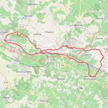Itinéraire st brice st Meme les Carrieres, distance, dénivelé, altitude, carte, profil, trace GPS