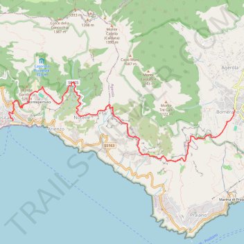 Itinéraire Bomerano - Positano via Path of Gods, distance, dénivelé, altitude, carte, profil, trace GPS