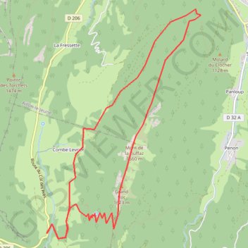 Itinéraire Crêtes de la Buffaz, distance, dénivelé, altitude, carte, profil, trace GPS