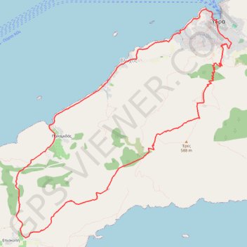 Itinéraire Hydra Trail, distance, dénivelé, altitude, carte, profil, trace GPS