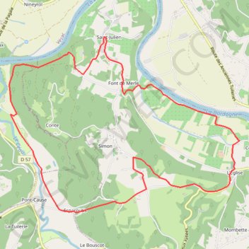 Itinéraire Cénac et Saint-Julien, distance, dénivelé, altitude, carte, profil, trace GPS