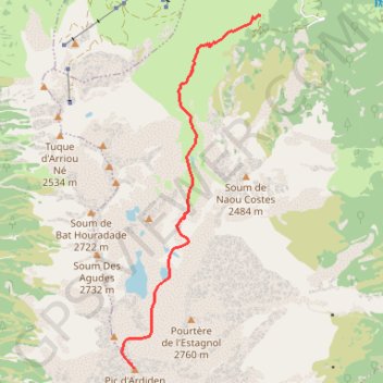 Itinéraire Pic d'Ardiden par Sazos, distance, dénivelé, altitude, carte, profil, trace GPS