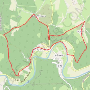 Itinéraire Balade autour de Saint Sulpice, vallée du Célé, distance, dénivelé, altitude, carte, profil, trace GPS
