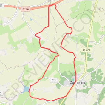 Itinéraire De Guéhenno vers la source de la Claie, distance, dénivelé, altitude, carte, profil, trace GPS