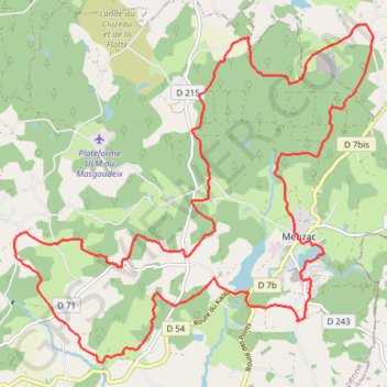 Itinéraire Forges et Moulins + Caux Meuzac VTT, distance, dénivelé, altitude, carte, profil, trace GPS