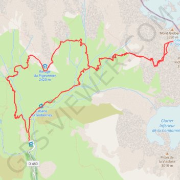 Itinéraire Glacier du Giobernay, distance, dénivelé, altitude, carte, profil, trace GPS