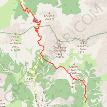 Itinéraire Col d’Izoard – La Chalp, distance, dénivelé, altitude, carte, profil, trace GPS