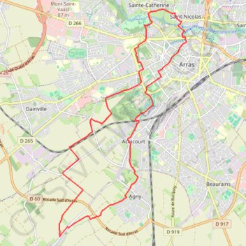 Itinéraire Au fil du Crinchon - Arras, distance, dénivelé, altitude, carte, profil, trace GPS