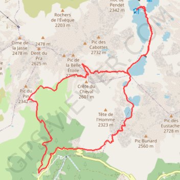 Itinéraire Rando lacs des 7 laux, distance, dénivelé, altitude, carte, profil, trace GPS